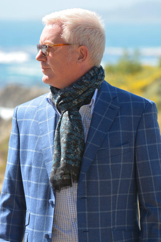 Denim Blue Car Camo Men's Scarf